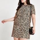 River Island Womens Plus Leopard Print T-shirt Dress