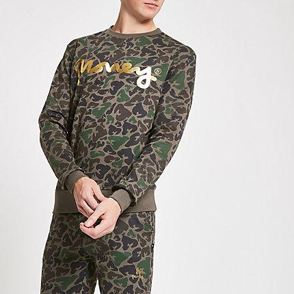 River Island Mens Money Clothing Camo Sweatshirt