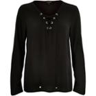 River Island Womens Lace Up Eyelet Long Sleeve Top