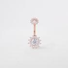 River Island Womens Rose Gold Tone Zirconia Floral Belly Bar