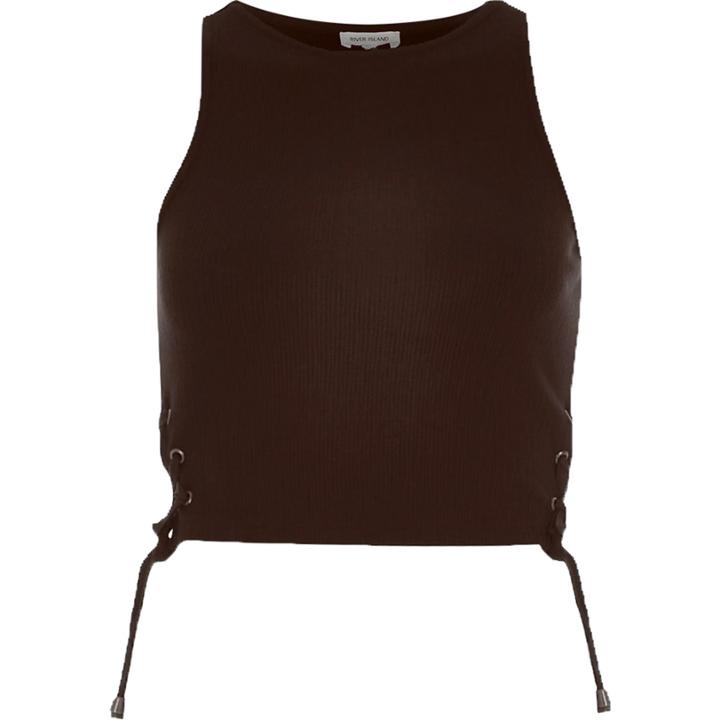 River Island Womens Side Tie Racer Crop Top