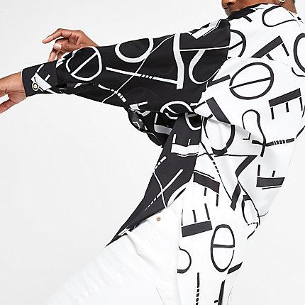 River Island Womens Print Monochrome Sheer Shirt