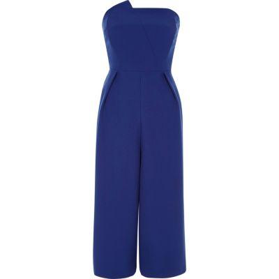 River Island Womens Cobalt Bandeau Culotte Jumpsuit