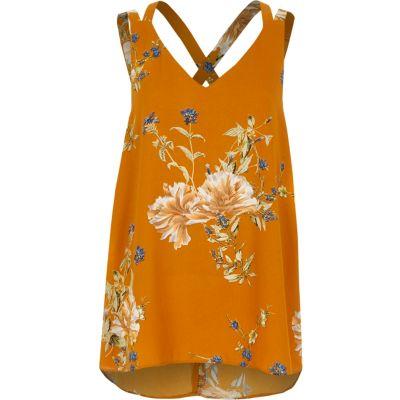 River Island Womens Floral Double Strap Cross Back Vest