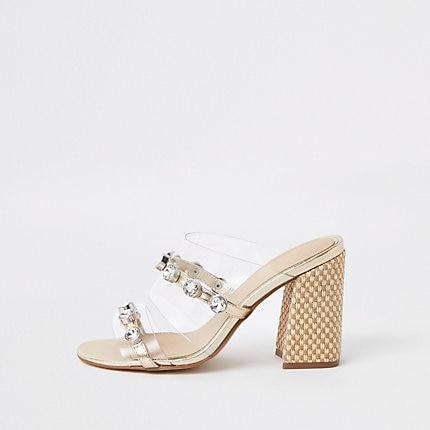River Island Womens White Perspex Gem Embellished Sandals