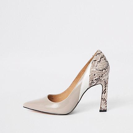 River Island Womens Snake Print Panel Court Shoes