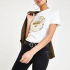 River Island Womens White Camo Circle Printed T-shirt