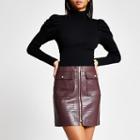 River Island Womens Faux Leather Croc Embossed Mini Skirt