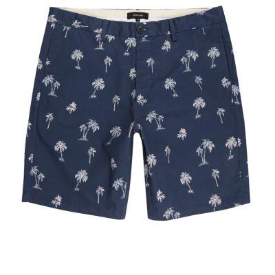 River Island Mens Palm Tree Print Chino Shorts