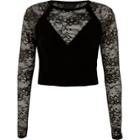 River Island Womens Lace Insert Long Sleeve Fitted Top