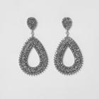 River Island Womens Silver Tone Rhinestone Teardrop Hoop Earrings
