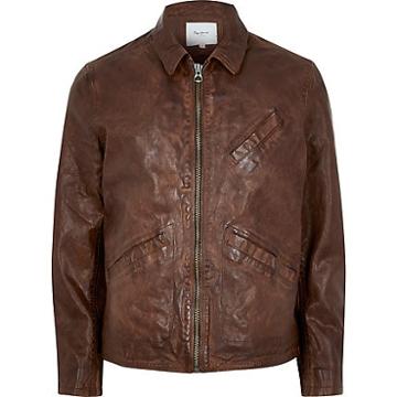 River Island Mens Pepe Jeans Leather Jacket