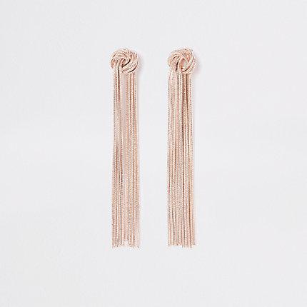 River Island Womens Rose Gold Tone Slinky Knot Drop Earrings