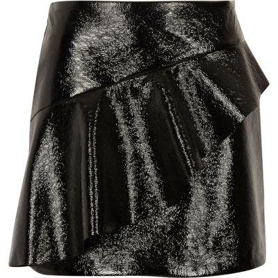 River Island Womens Vinyl Frill Front Mini Skirt