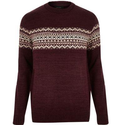 River Island Mens Knitted Fairisle Sweater