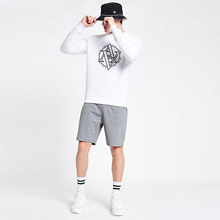 River Island Mens Pinstripe Slim Fit Jersey Shorts