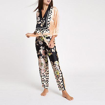 River Island Womens Satin Floral Print Pyjama Trousers
