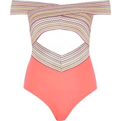 River Island Womens Bandage Bardot Swimsuit