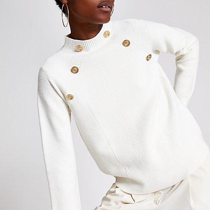 River Island Womens Button Detail Jumper