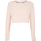 River Island Womens Pink Fluffy Crop Sweater
