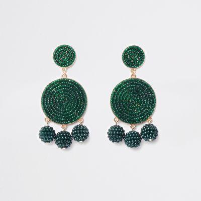 River Island Womens Seedbead Triple Ball Drop Earrings