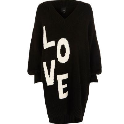 River Island Womens 'love' V Neck Sweater Dress