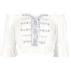 River Island Womens White Embroidered Bardot Top