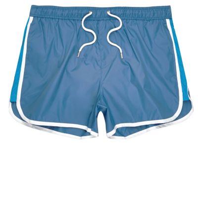 River Island Mensnavy Color Block Runner Swim Trunks