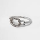 River Island Womens Silver Tone Curb Chain Embellished Ring