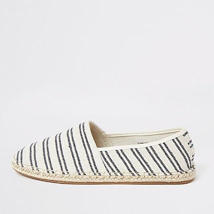 River Island Mens Stripe Espadrille Slip On Plimsolls
