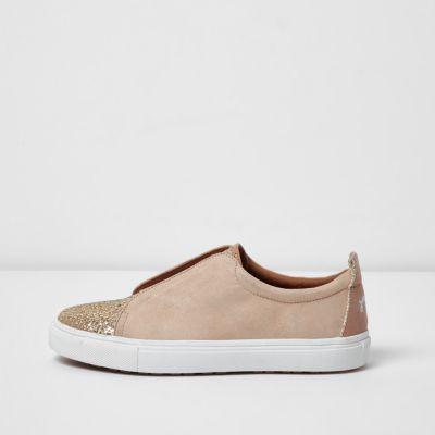 River Island Womens Glitter Slip On Runner Trainers