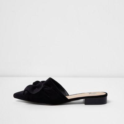 River Island Womens Velvet Bow Backless Mules