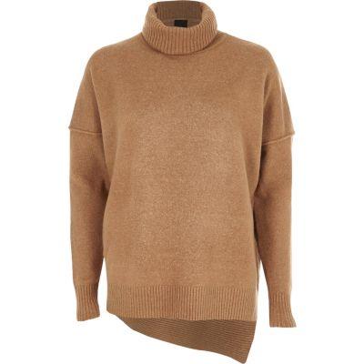 River Island Womens Asymmetric Hem Roll Neck Knit Jumper