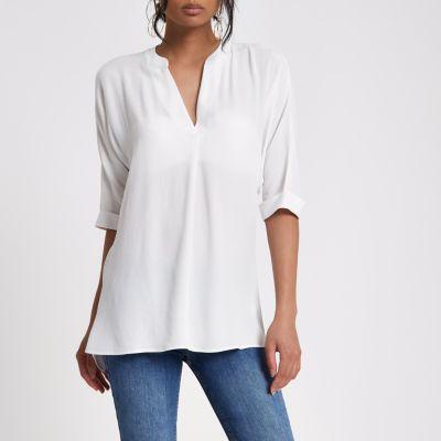 River Island Womens White Short Sleeve Twist Back Blouse