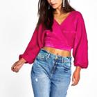 River Island Womens Petite Balloon Sleeve Wrap Top