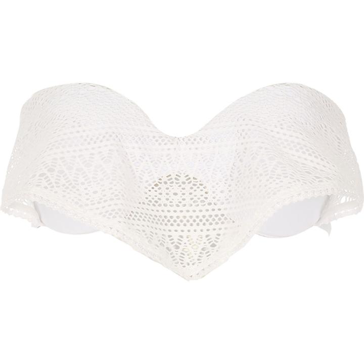 River Island Womens White Crochet Frilly Balconette Bikini Top