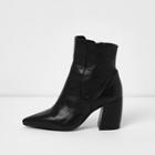 River Island Womens Leather Curved Heel Pointed Ankle Boots