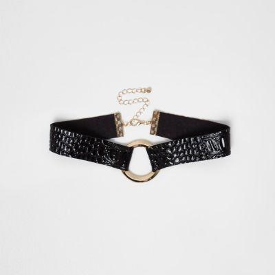 River Island Womens Snake Embossed Circle Choker