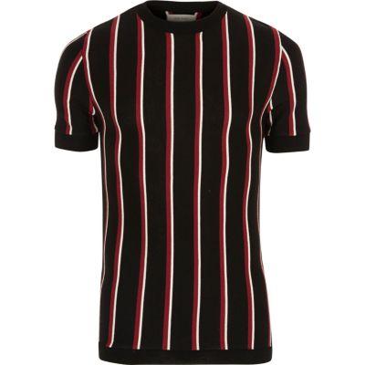 River Island Mensblack And Stripe Slim Fit T-shirt