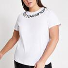 River Island Womens Plus White Neck Printed T-shirt