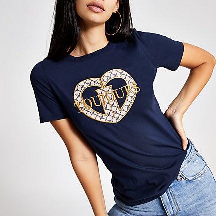 River Island Womens 'toujour' Embroirded T-shirt