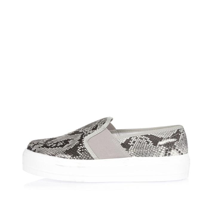 River Island Womens Snake Print Chunky Slip On Plimsolls