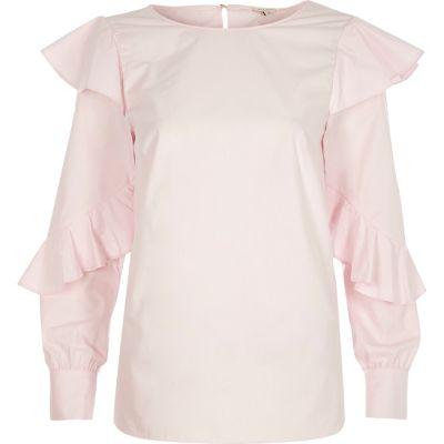 River Island Womens Frill Sleeve Loose Shirt