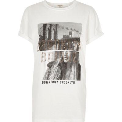 River Island Womens White 'brooklyn' Photo Print T-shirt