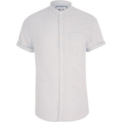 River Island Mens Short Sleeve Oxford Grandad Shirt