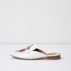 River Island Womens White Embroidered Snaffle Backless Loafers