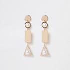 River Island Womens Gold Color Caged Pearl Dangle Earrings