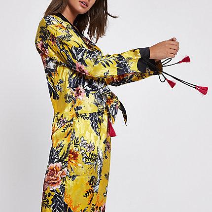 River Island Womens Floral Print Tie Pajama Shirt