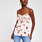 River Island Womens White Floral Tie Cami Top