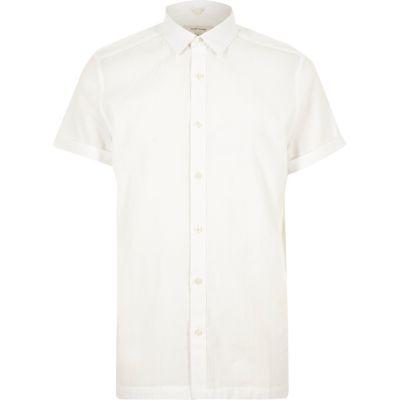 River Island Mens White Seersucker Short Sleeve Shirt